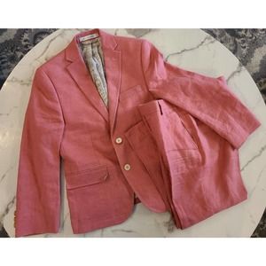 Ralph Lauren Boys 100% Linen Suit Jacket Pants Coral Youth 10R